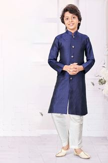 Picture of Magnificent Navy Blue Colored Designer Kid’s Kurta Pajama Set for Festivals, Wedding, and Party