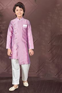 Picture of Fashionable Light Purple Colored Designer Kid’s Kurta Pajama Set for Festivals, Engagement, Reception, and Party