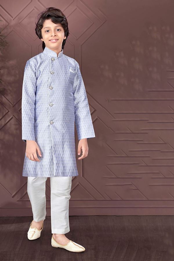 Picture of Captivating Light Lavender Colored Designer Kid’s Kurta Pajama Set for Festivals, Engagements, Reception, and Party