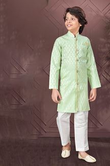 Picture of Majestic Pista Colored Designer Kid’s Kurta Pajama Set for Festivals, Engagement, Reception, and Party