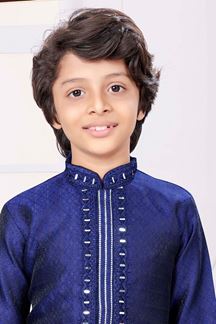 Picture of Splendid Navy Blue Colored Designer Kid’s Kurta Pajama Set for Festivals, Weddings, and Party