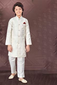 Picture of Charming Cream Colored Designer Kid’s Kurta Pajama Set for Festivals, Engagements, and Party