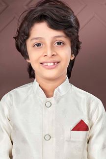 Picture of Charming Cream Colored Designer Kid’s Kurta Pajama Set for Festivals, Engagements, and Party