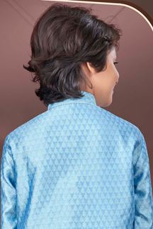 Picture of Exquisite Sky Blue Colored Designer Kid’s Kurta Pajama Set for Festivals, Engagements, Reception, and Party