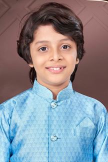 Picture of Exquisite Sky Blue Colored Designer Kid’s Kurta Pajama Set for Festivals, Engagements, Reception, and Party