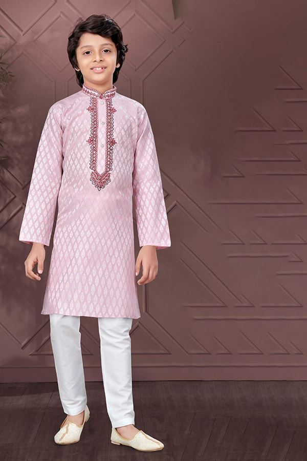 Picture of Royal Light Purple Colored Designer Kid’s Kurta Pajama Set for Festivals, Engagements, Reception, and Party