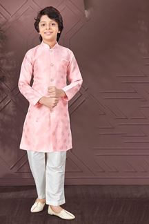 Picture of Attractive Pink Colored Designer Kid’s Kurta Pajama Set for Festivals, Engagements, Reception, and Party