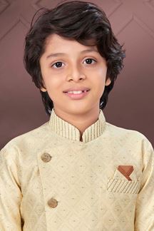 Picture of Amazing Gold Colored Designer Kid’s Kurta Pajama Set for Festivals, Engagements, Reception, and Party