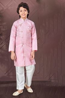 Picture of Enticing Light Pink Colored Designer Kid’s Kurta Pajama Set for Festivals, Engagements, Reception, and Party