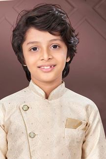 Picture of Awesome Gold Colored Designer Kid’s Kurta Pajama Set for Festivals, Engagements, Reception, and Party