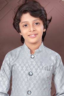 Picture of Delightful Grey Colored Designer Kid’s Kurta Pajama Set for Festivals and Party