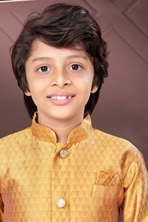 Picture of Impressive Mustard Colored Designer Kid’s Kurta Pajama Set for Festivals, Haldi, Wedding, and Party