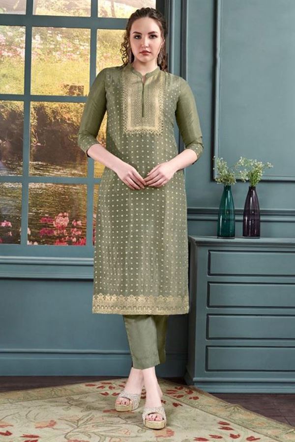 Picture of Surreal Art Silk Designer Women’s Kurti for Festival, Mehendi, and Party