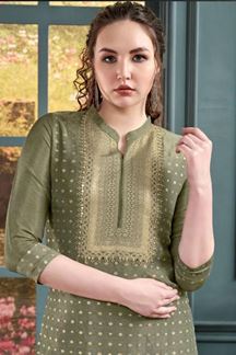 Picture of Surreal Art Silk Designer Women’s Kurti for Festival, Mehendi, and Party