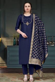 Picture of Amazing Art Silk Designer Straight Cut Suit for Party and Festival