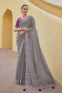 Picture of Awesome Fancy Designer Saree for Engagement and Reception