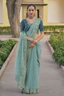 Picture of Dashing Fancy Designer Saree for Engagement and Reception