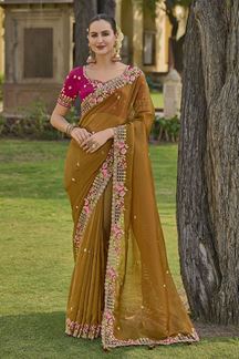 Picture of Stylish Fancy Designer Saree for Engagement and Reception