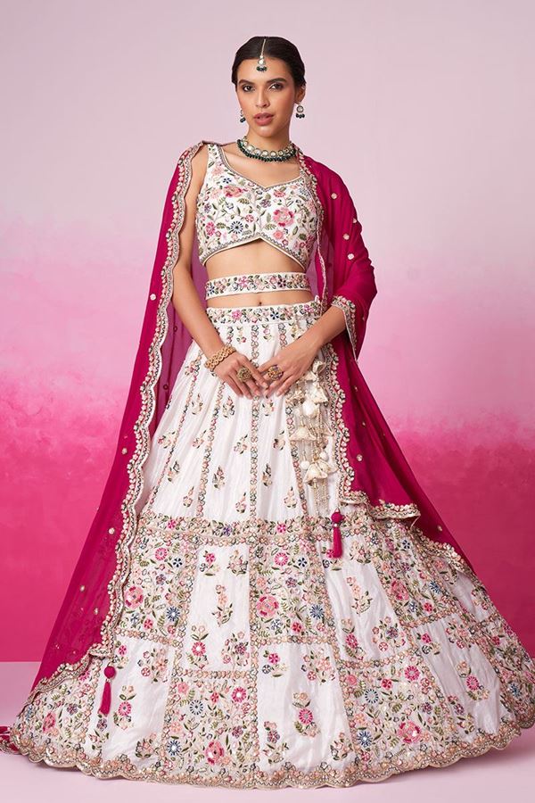 Picture of Flamboyant Cream Designer Lehenga Choli for Wedding and Reception