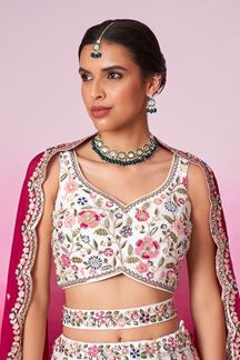 Picture of Flamboyant Cream Designer Lehenga Choli for Wedding and Reception