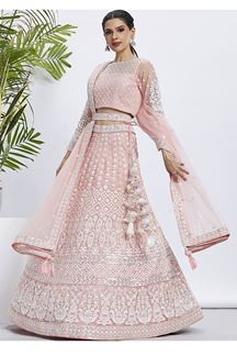 Picture of Ethnic Coral Designer Lehenga Choli for Engagement, Reception and Festivals