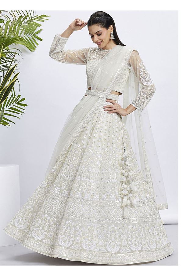 Picture of Flawless Cream Designer Lehenga Choli for Engagement, Reception and Festivals