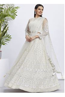 Picture of Flawless Cream Designer Lehenga Choli for Engagement, Reception and Festivals