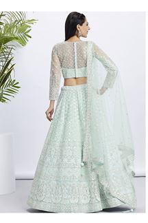 Picture of Charismatic Turquoise Blue Designer Lehenga Choli for Engagement, Reception and Festivals