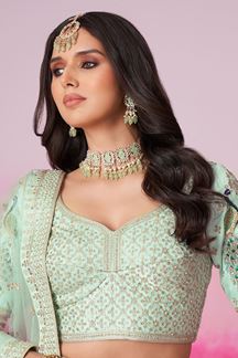 Picture of Striking Sea Green Designer Bridal Lehenga Choli for Wedding and Reception