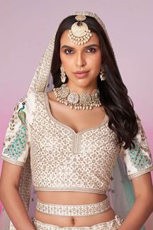 Picture of Mesmerizing Cream Designer Bridal Lehenga Choli for Wedding and Reception