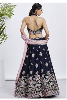 Picture of Royal Navy Blue Designer Indo-Western Lehenga Choli for Engagement, Reception, and Party