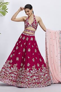 Picture of Dazzling Rose Designer Indo-Western Lehenga Choli for Engagement, Reception, and Party