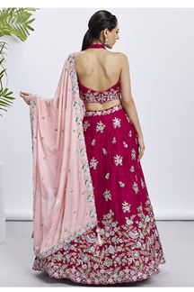 Picture of Dazzling Rose Designer Indo-Western Lehenga Choli for Engagement, Reception, and Party