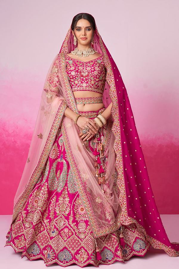 Picture of Alluring Pink Designer Bridal Lehenga Choli for Wedding and Reception