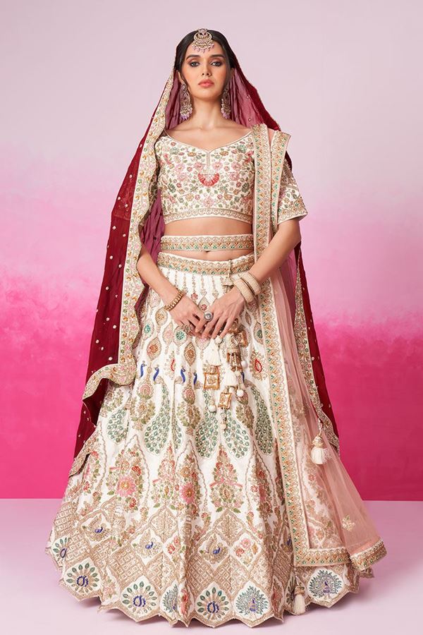 Picture of Trendy Cream Designer Bridal Lehenga Choli for Wedding and Reception