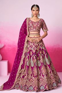 Picture of Marvelous Burgundy Designer Bridal Lehenga Choli for Wedding and Reception