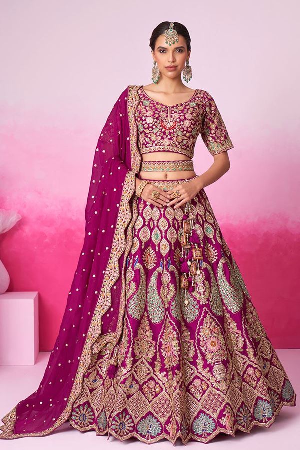 Picture of Marvelous Burgundy Designer Bridal Lehenga Choli for Wedding and Reception