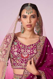 Picture of Marvelous Burgundy Designer Bridal Lehenga Choli for Wedding and Reception