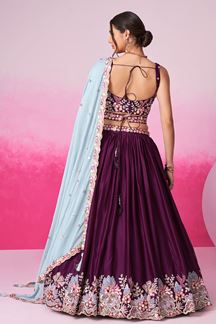 Picture of Striking Burgundy Designer Indo-Western Lehenga Choli for Festivals and Party