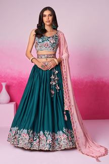 Picture of Fashionable Teal Designer Indo-Western Lehenga Choli for Festivals and Party