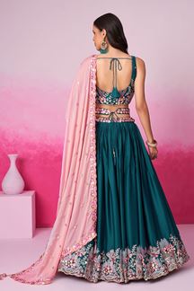 Picture of Fashionable Teal Designer Indo-Western Lehenga Choli for Festivals and Party