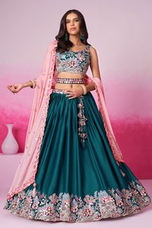 Picture of Fashionable Teal Designer Indo-Western Lehenga Choli for Festivals and Party