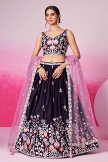 Picture of Flamboyant Purple Designer Indo-Western Lehenga Choli for Festivals and Party