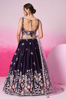 Picture of Flamboyant Purple Designer Indo-Western Lehenga Choli for Festivals and Party