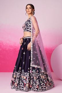 Picture of Flamboyant Purple Designer Indo-Western Lehenga Choli for Festivals and Party