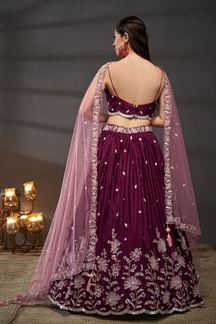 Picture of Amazing Burgundy Designer Indo-Western Lehenga Choli for Sangeet, Engagement and Reception