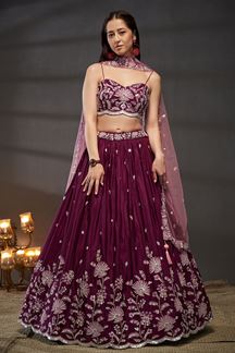 Picture of Amazing Burgundy Designer Indo-Western Lehenga Choli for Sangeet, Engagement and Reception