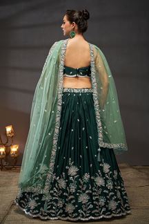 Picture of Stylish Green Designer Indo-Western Lehenga Choli for Mehendi, Engagement and Reception