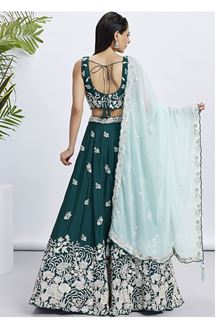 Picture of Awesome Green Designer Indo-Western Lehenga Choli for Mehendi and Festivals