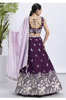 Picture of Surreal Purple Designer Indo-Western Lehenga Choli for Sangeet, Pre-Wedding Shoot, and Festivals